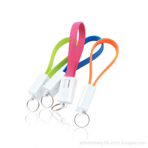 Yijiashishang 2019 Hot Christmas Gift Portable Travel 2 in 1 Keychain USB Charger Cable for Micro USB,iOS